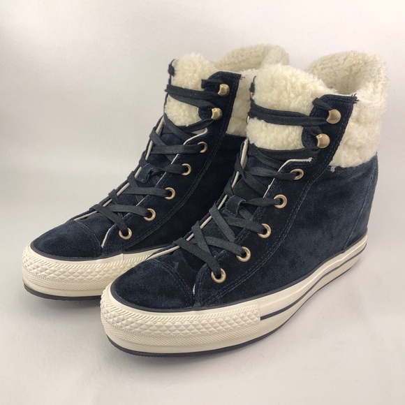 Converse CT Platform Plus Wool Collar Hidden Wedge Sneakers 11 - Picture 3 of 13